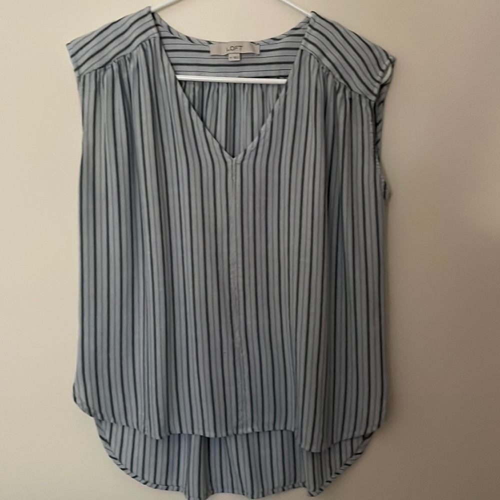 Striped loft sleeveless top. Size medium. Blue stripes.